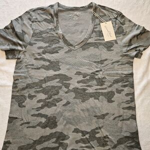 Gray Camo V-Neck Women’s Top